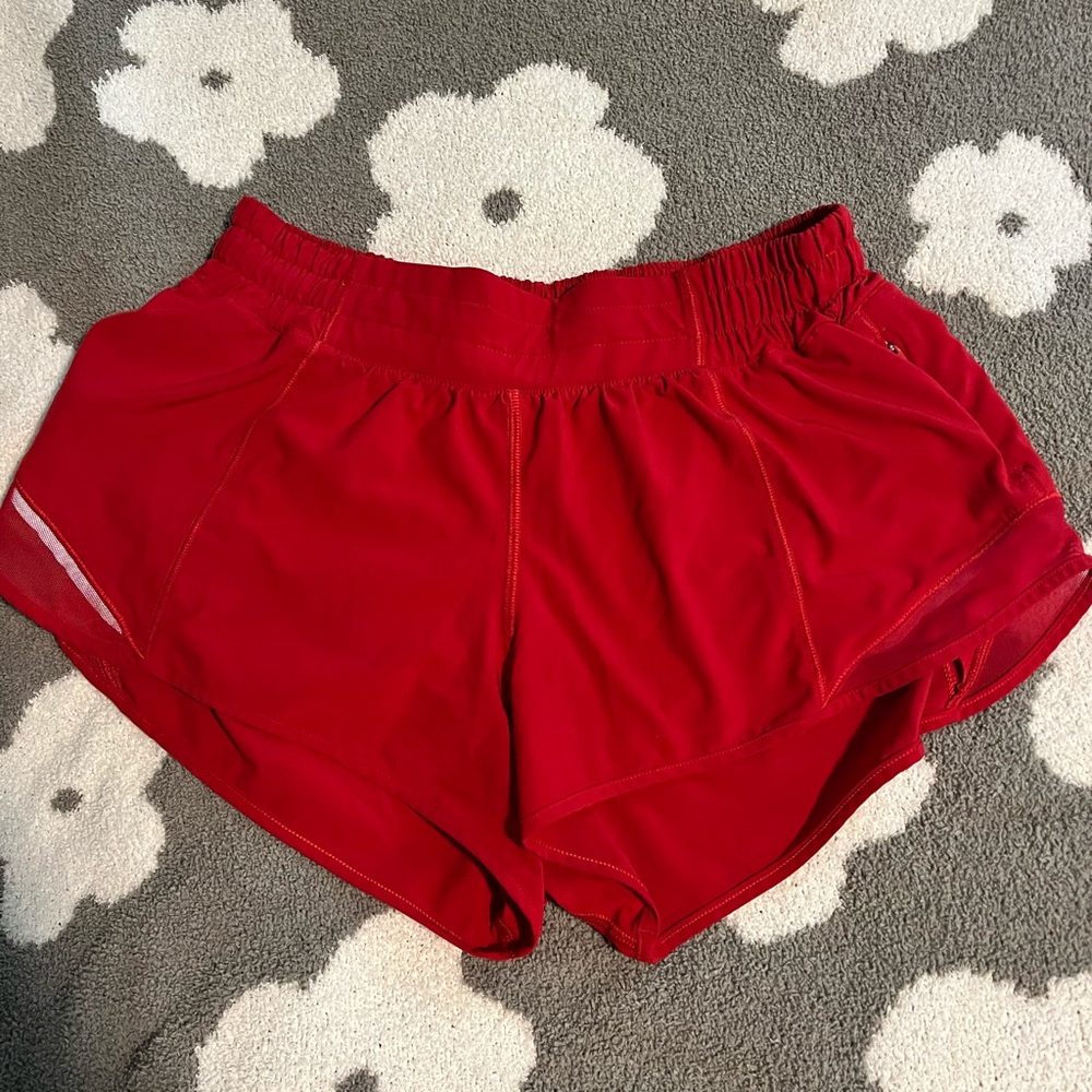 Red lululemon shorts